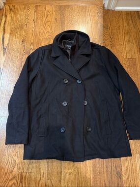 Kenneth Cole Reaction Black Double-Breasted Peacoat